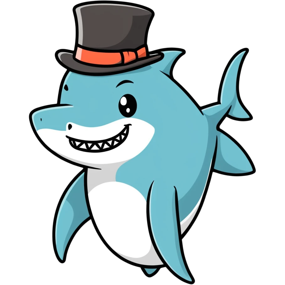 Shark with a top hat emoji
