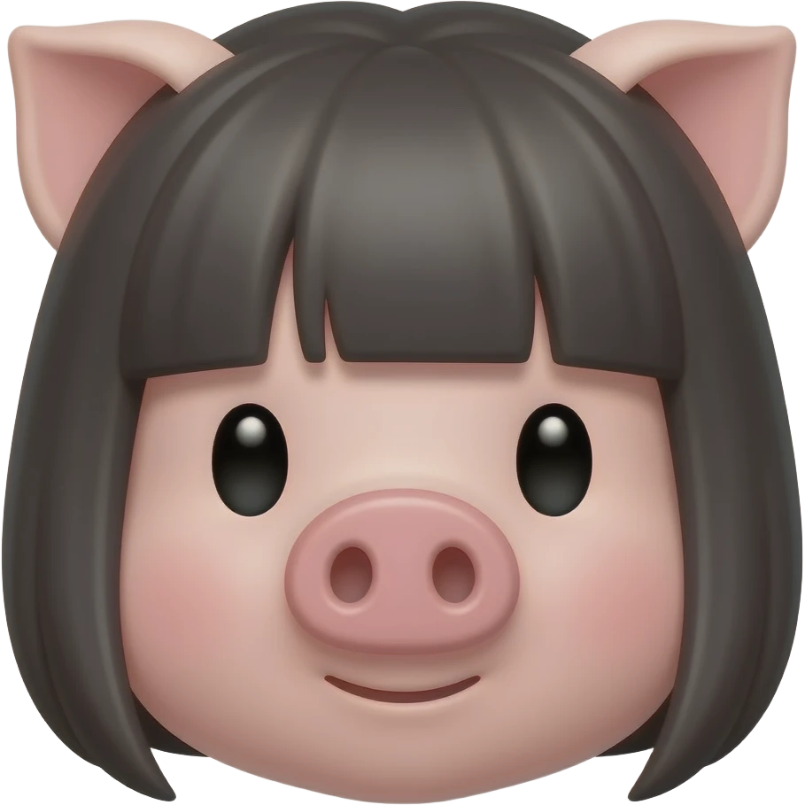 pig head emo hair emoji