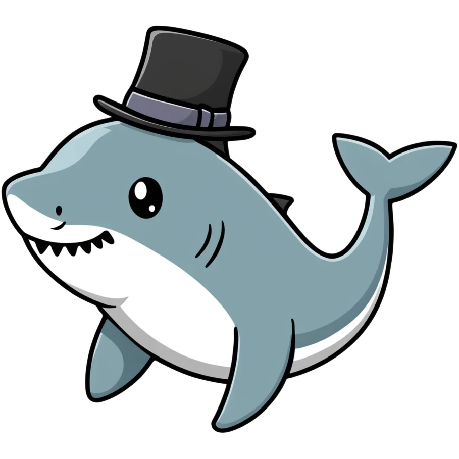 Shark with a top hat emoji