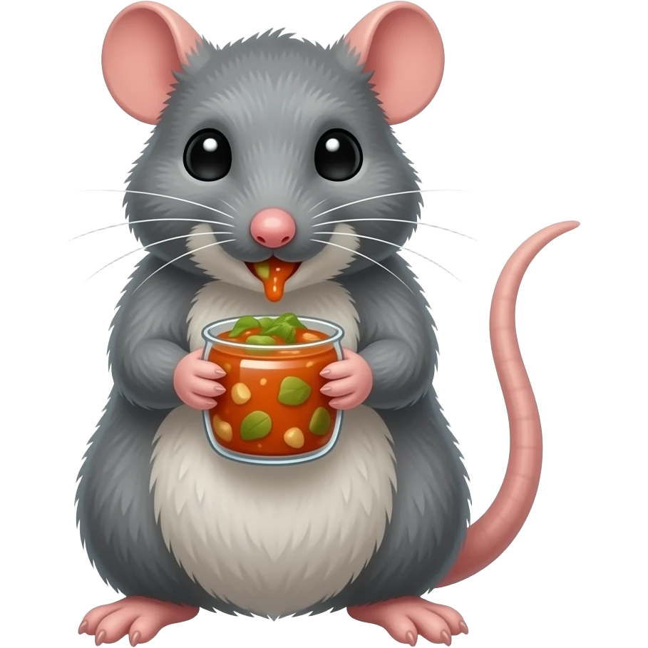Remy the rat is eating okroshka emoji