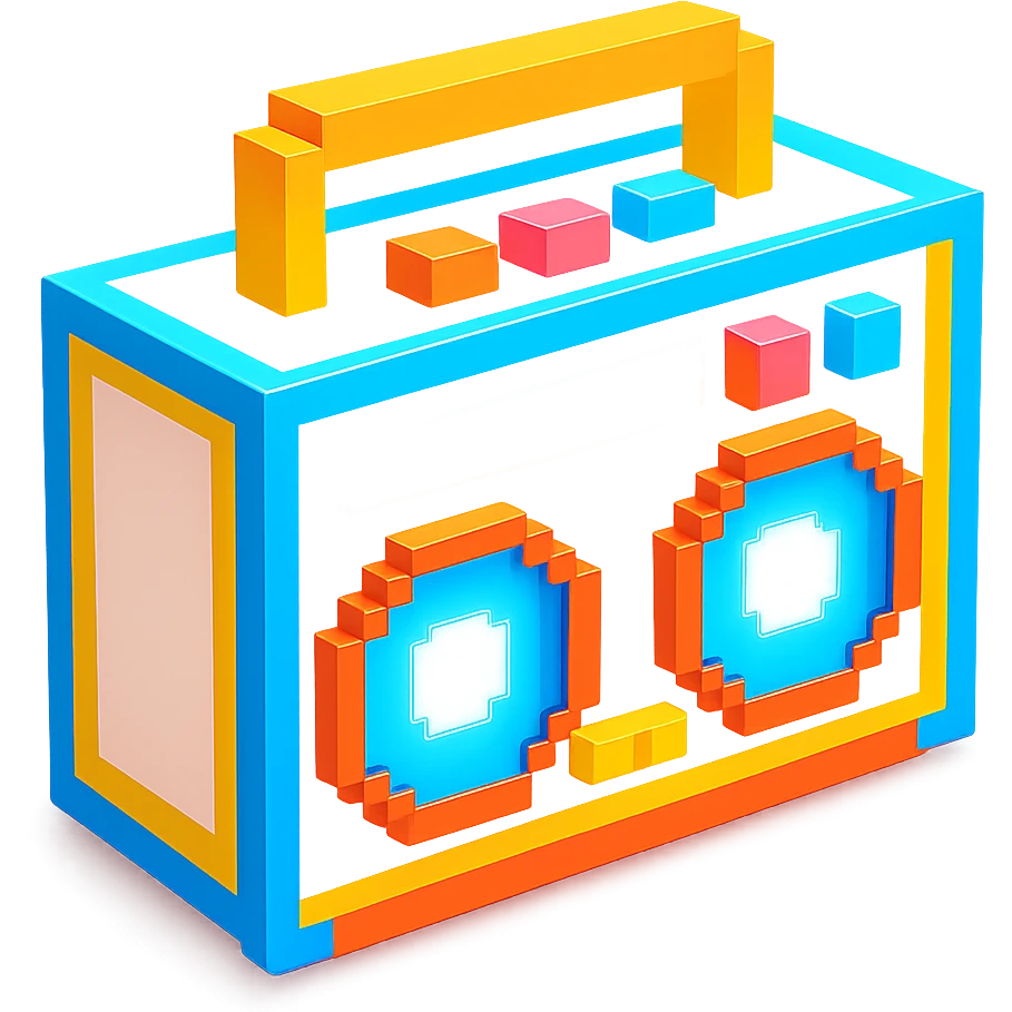 сделай белый святящейся бумбокс, no background emoji