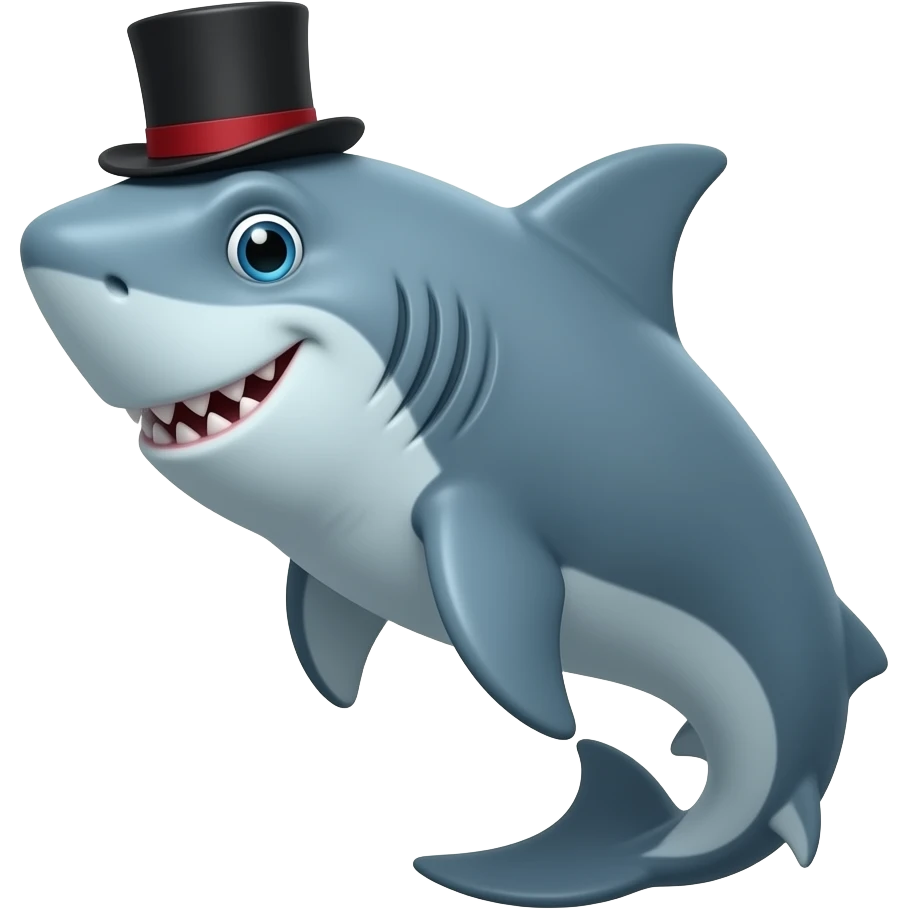 Shark with a top hat emoji