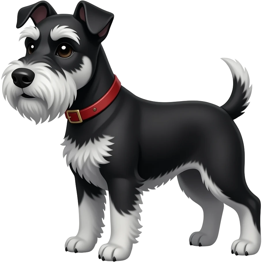 black schnauzer dog with short ears and very short tail emoji