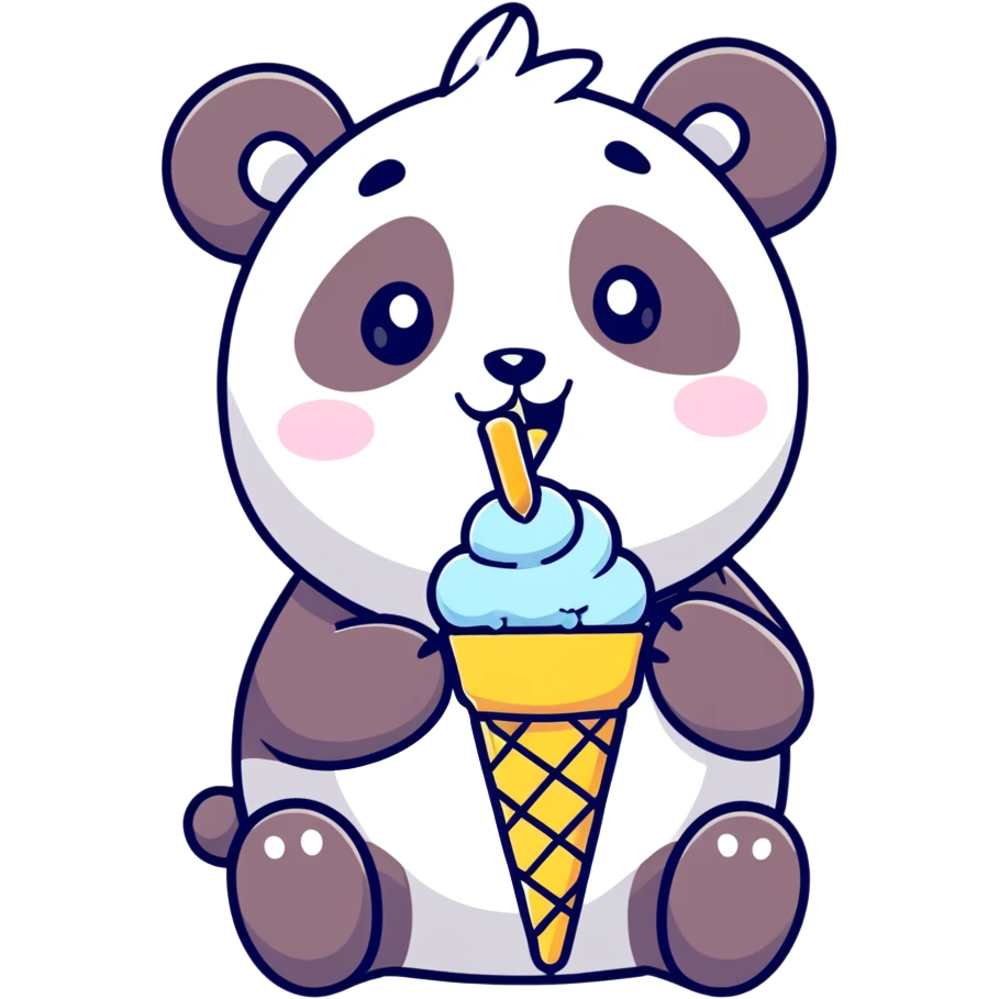 Panda eating ice cream emoji