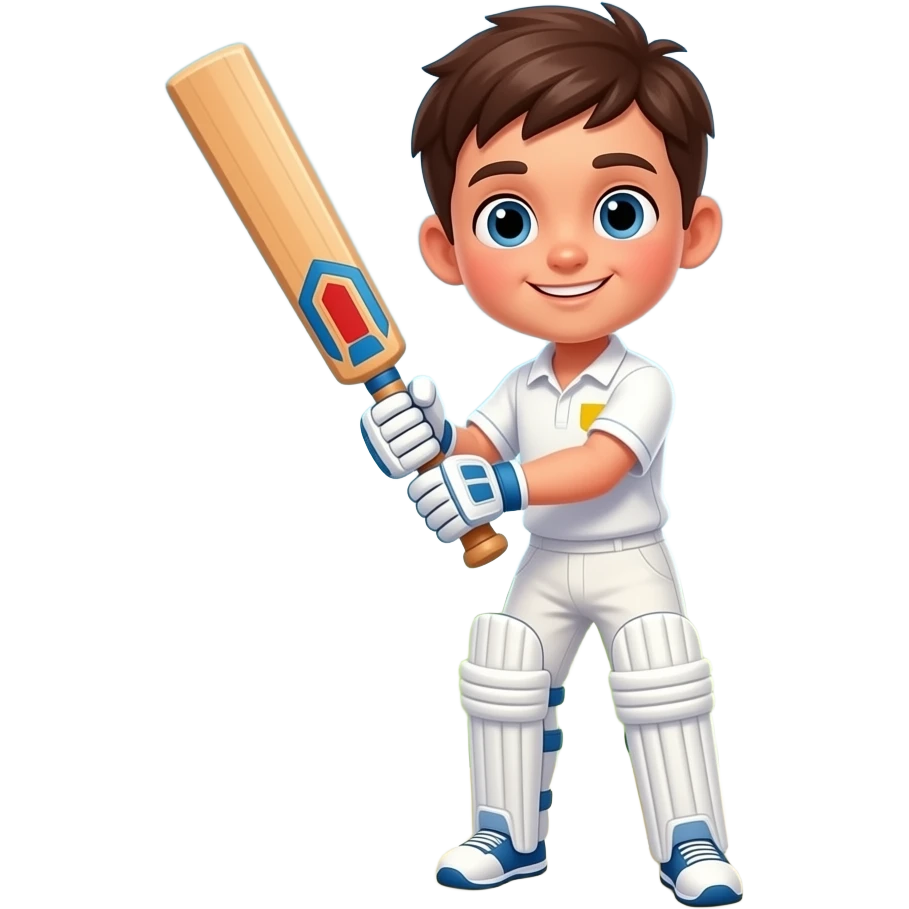 Cricket with a cricketer boy holding bat emoji