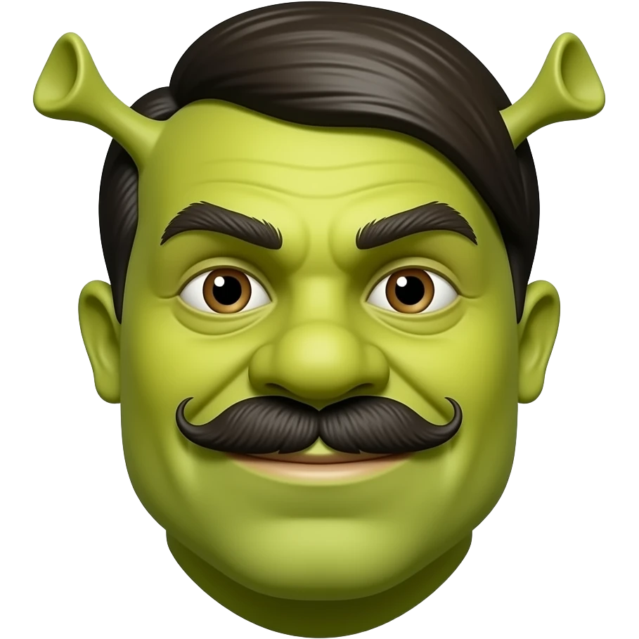 nazi hitler shrek dictator shrek small rectangle under nose hitler black mustache black hair emoji