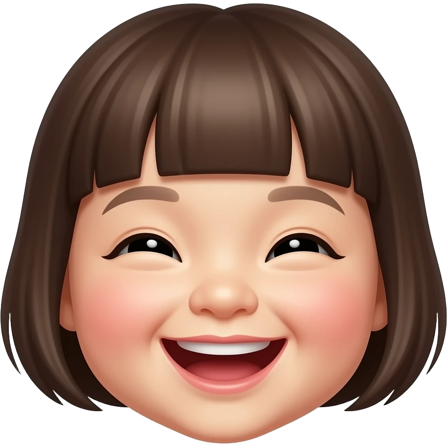 아기얼굴,웃음, 한국인, 앞머리 있는, 짧은머리 emoji