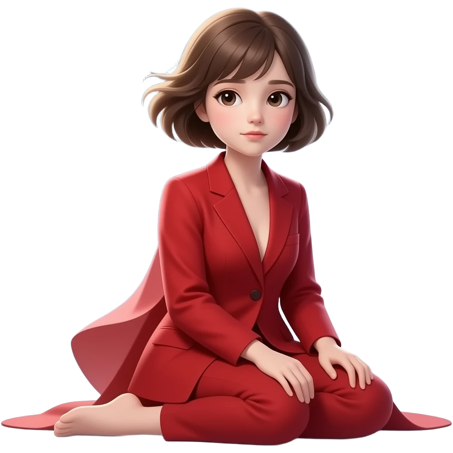 A girl is sitting near the moon she wearing red long frock suit emoji