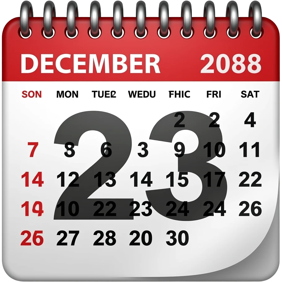 Calendar 2088 December 23 emoji