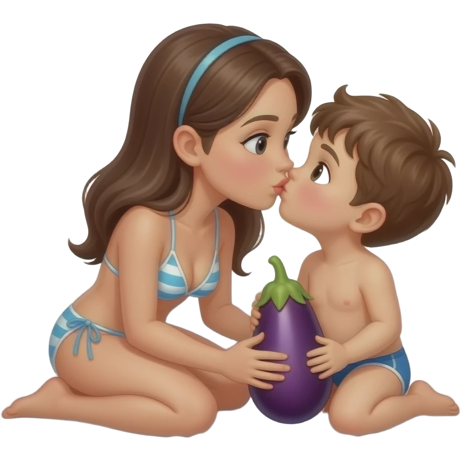 👧🏻+👙 +💋 +🧒🏻 +🛏️ +🍆 +🥵 emoji
