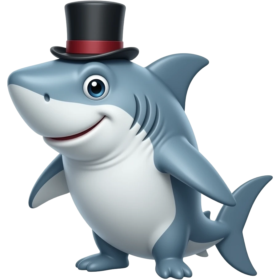 Shark with a top hat emoji