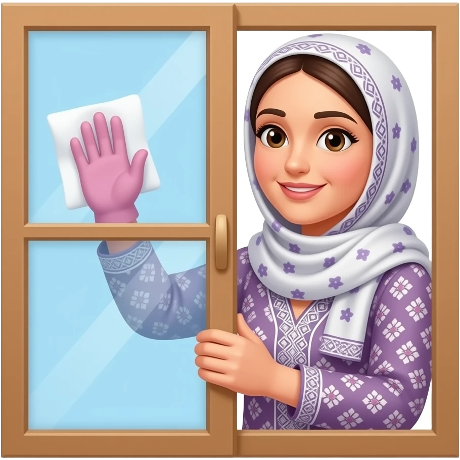 single moroccan women cleaning home windows emoji