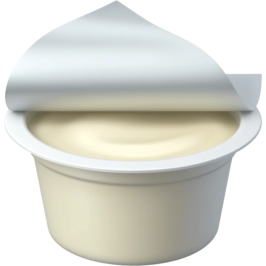 small yogurt in a container with paper coming off emoji