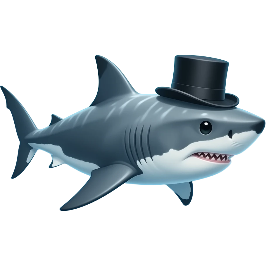 Shark with a top hat emoji