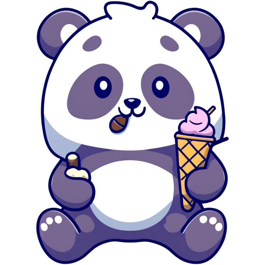Panda eating ice cream emoji