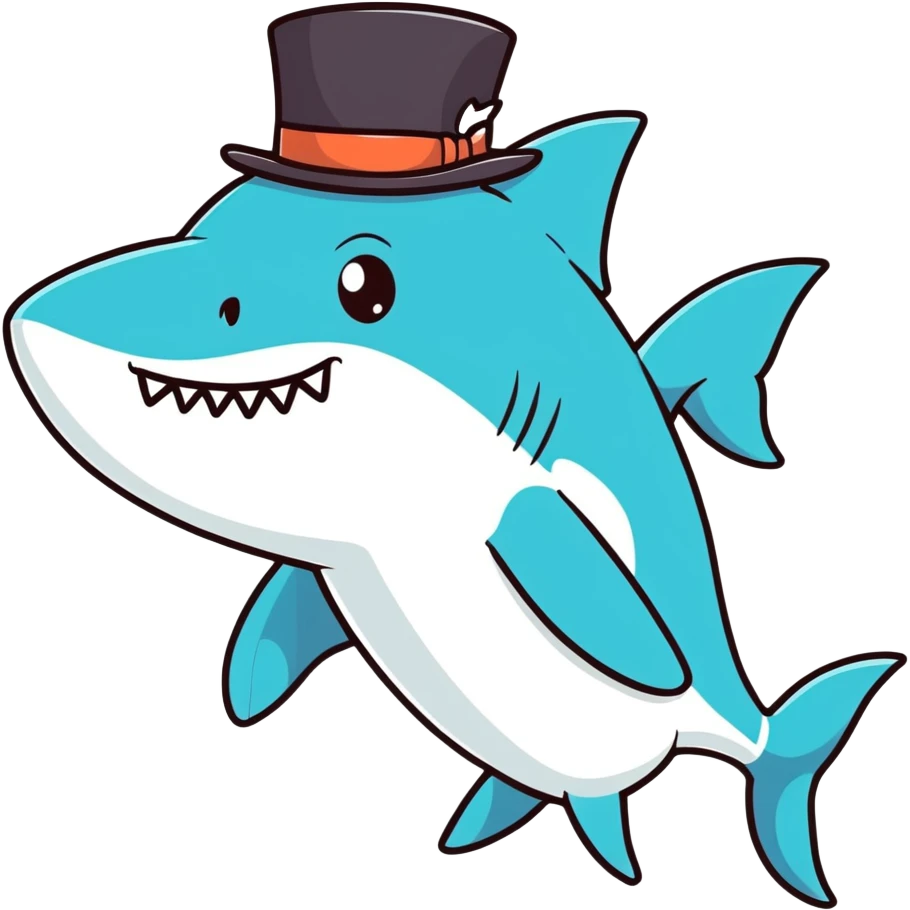 Shark with a top hat emoji