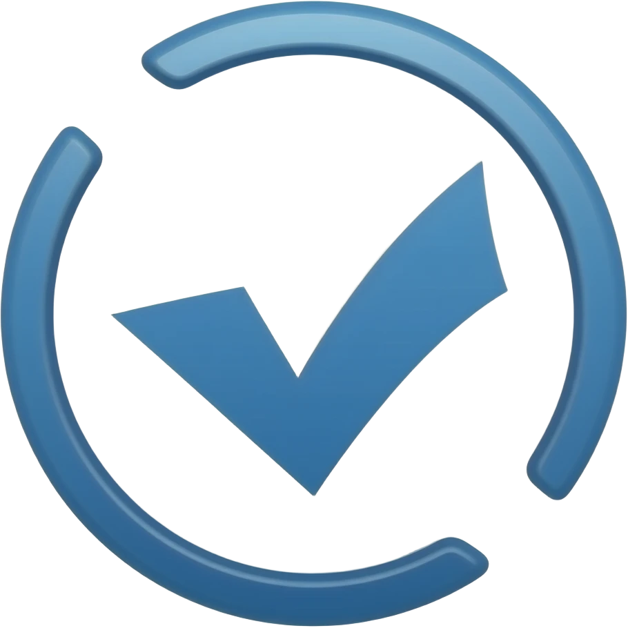 Tick mark ✅ In all blue fill with circular edge and curved triangles on circular edge all blue no white emoji
