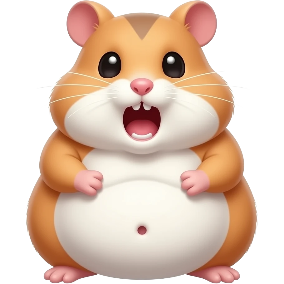 An obese girl Hamster,her flabby stomach let out loud rumbling growl,as if her Bellybutton was talking cutely,but it is just her tummy with extreme fullness trying to keep a meal settled in. emoji