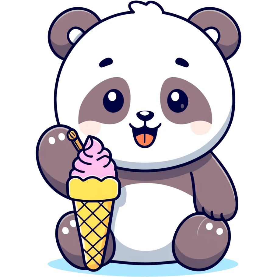 Panda eating ice cream emoji