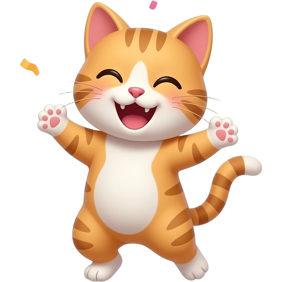 Весёлый, жизнерадостный, танцующий, шаловливый, праздничный, cute, котик emoji