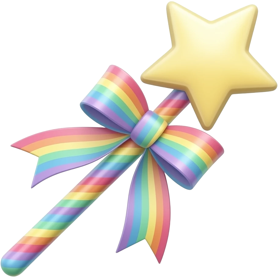Pastel Rainbow Ribboned pastel rainbow magic wand :3 emoji