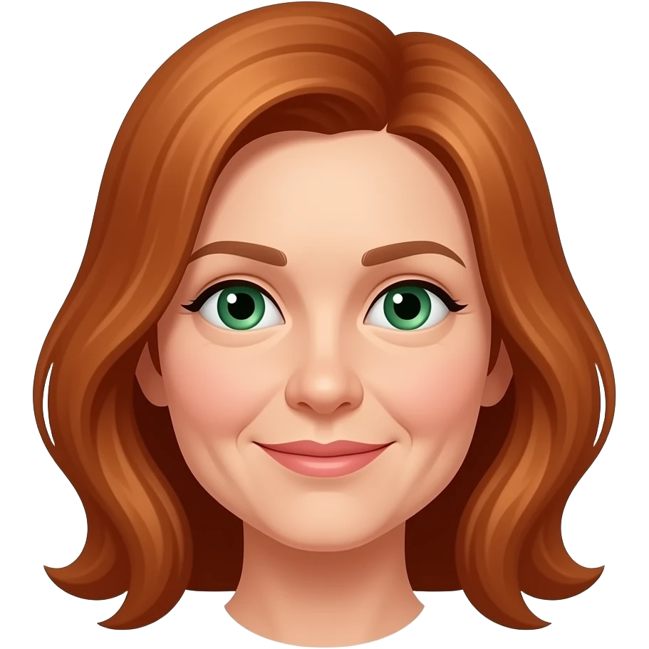 older female shoulder length red hair green eyes emoji
