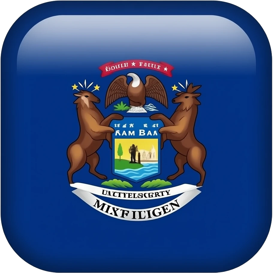 A Flag 2D render iPhone emoji Of the Michigan state flag emoji