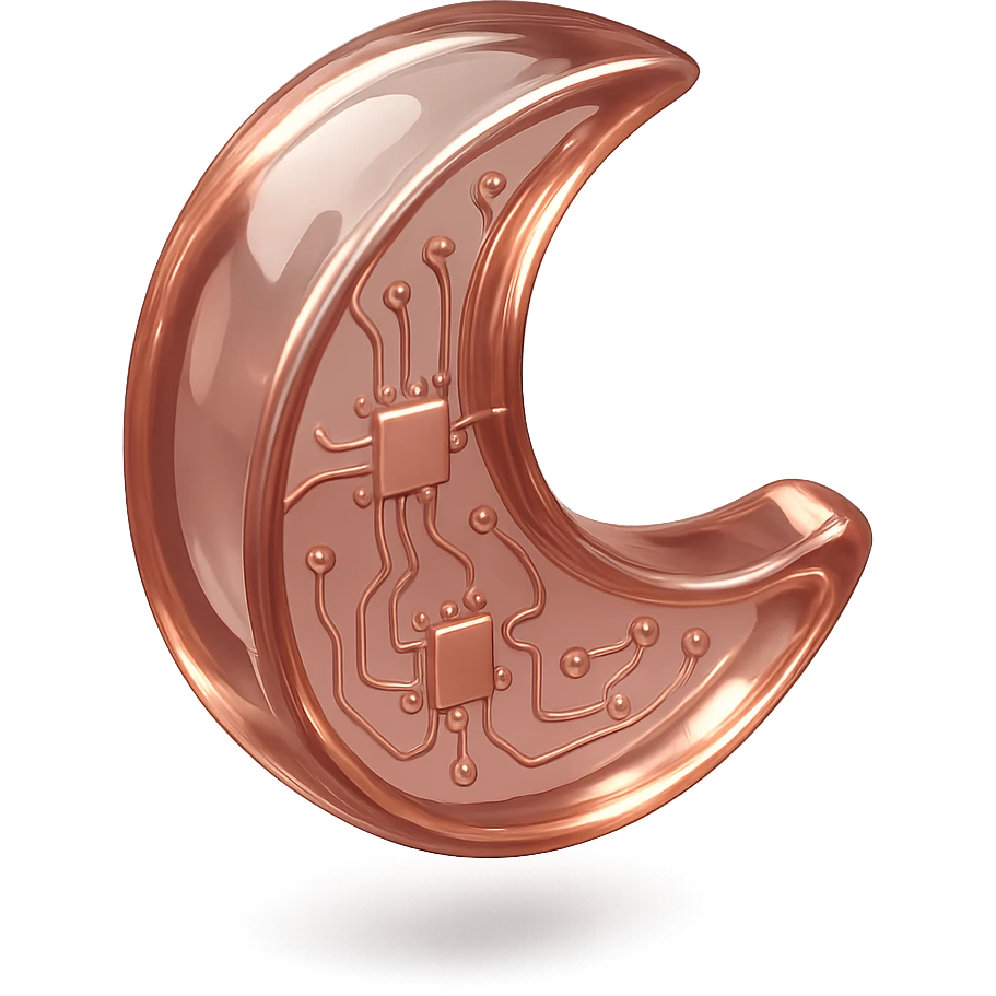 rose gold moon, shiny metallic style emoji
