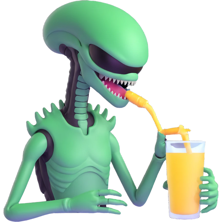 xenomorph alien drinking emoji
