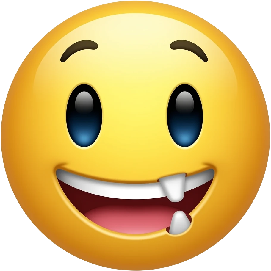 Smiley face with one missing tooth emoji