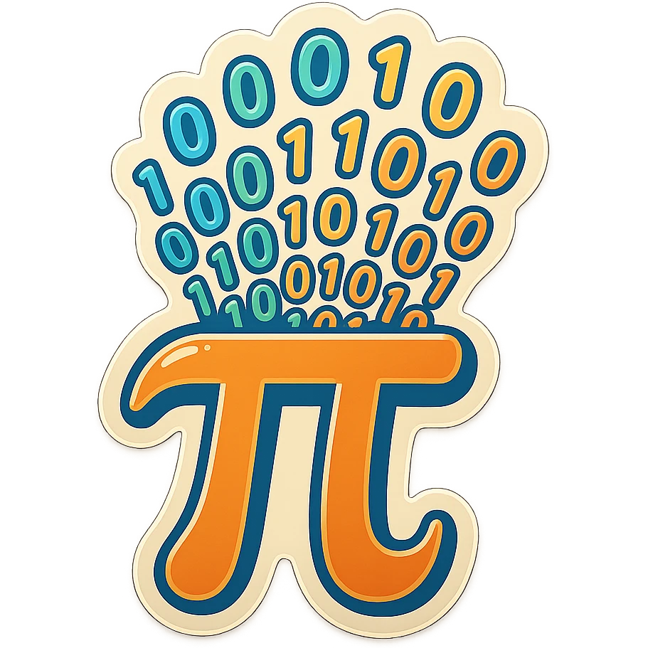  combine the π (pi) math symbol, binary code emerging from it. emoji