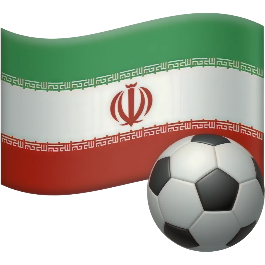 پرچم ایران با عکس تیم ملی فوتبال.  بزرگ باشیر emoji