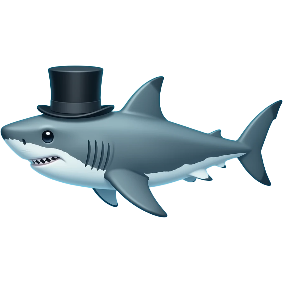 Shark with a top hat emoji