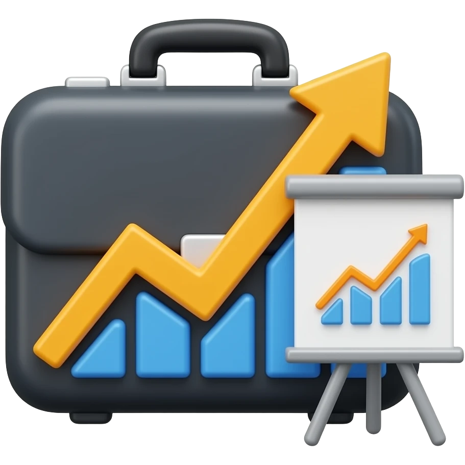 Create a premium 3D emoji icon representing Management and Business ...