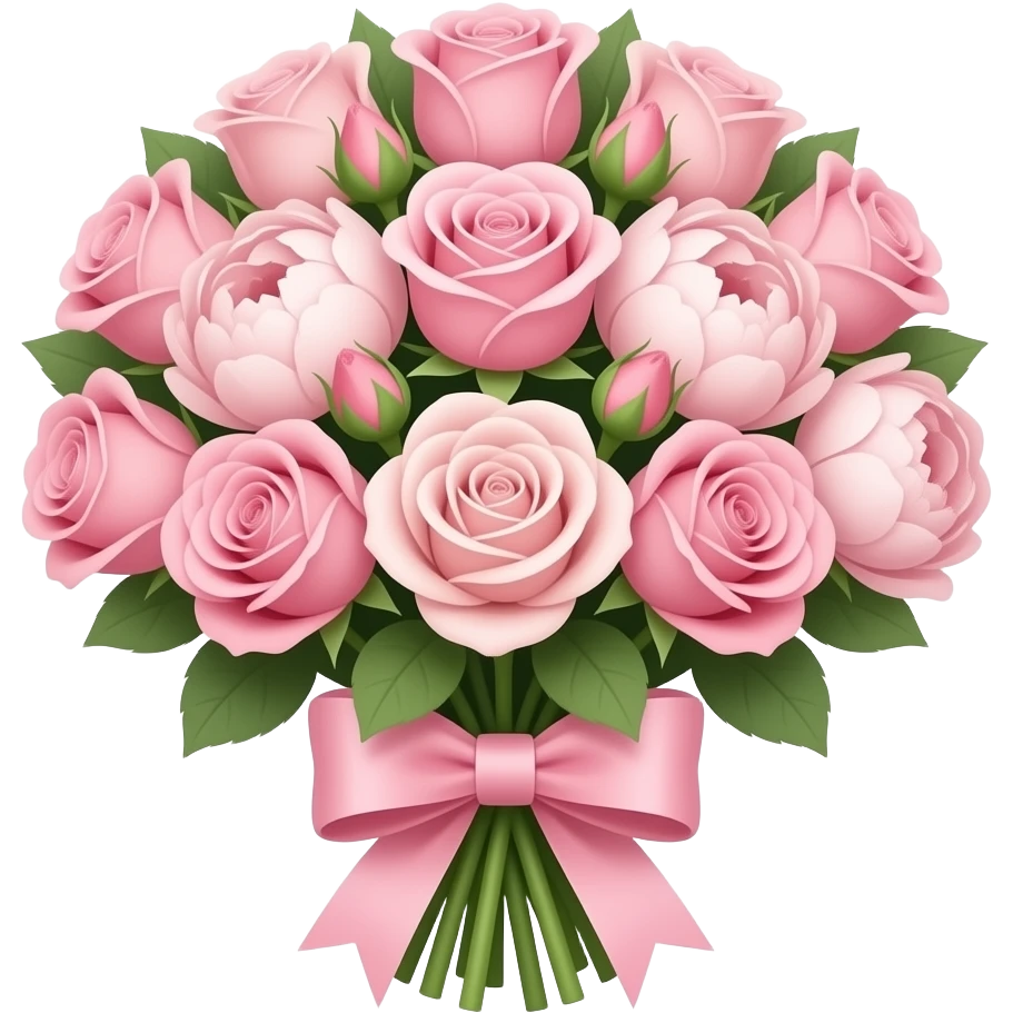 pastel pink flowers bouquet huge with a pink bow emoji