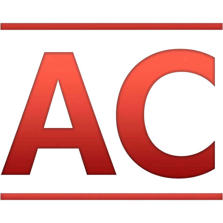 💯 this emoji, but instead of 100 it should have the letters AC in the same red color and font style. WITH underlines the two underlines, font of comic sans emoji