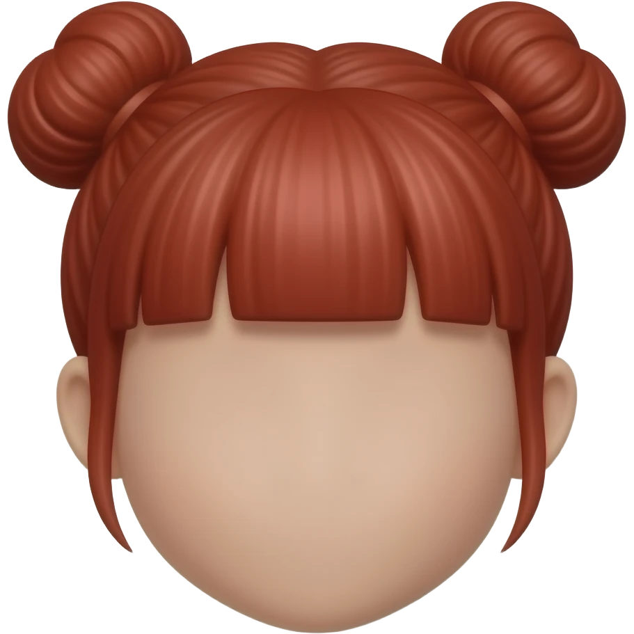 red hair styled in two buns, no head emoji