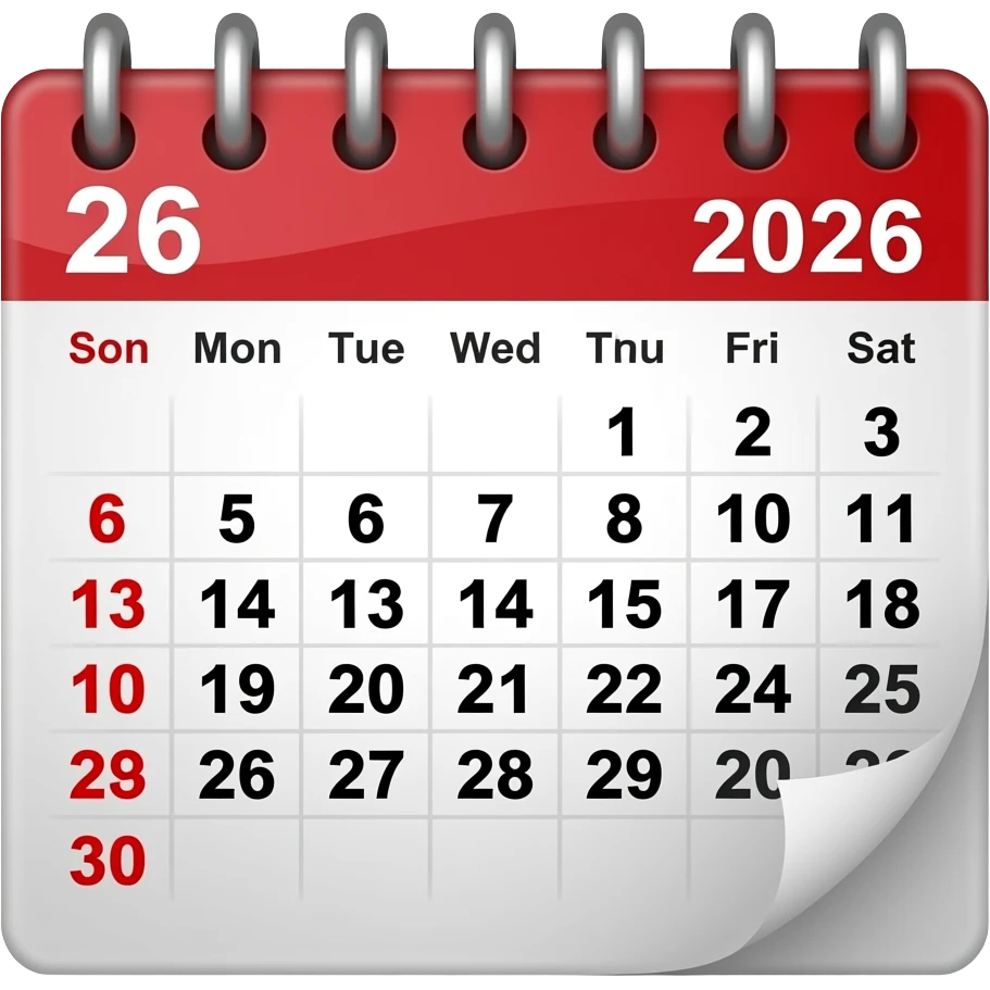 calendrier 26 décembre 2026 emoji
