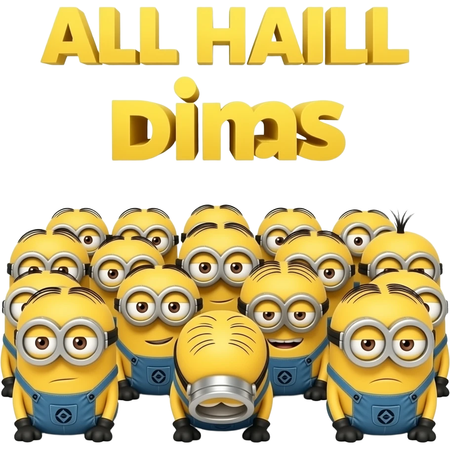 CROWD OF minions BOWING ON THIER KNEES with the text ALL HAIL DiDI emoji