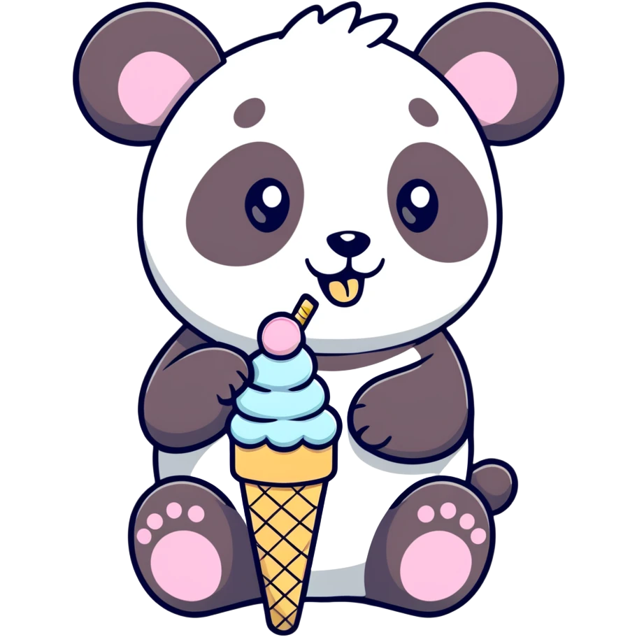 Panda eating ice cream emoji