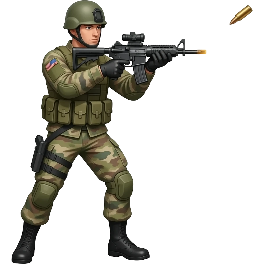 soldat qui tir avec le flash de la balle emoji