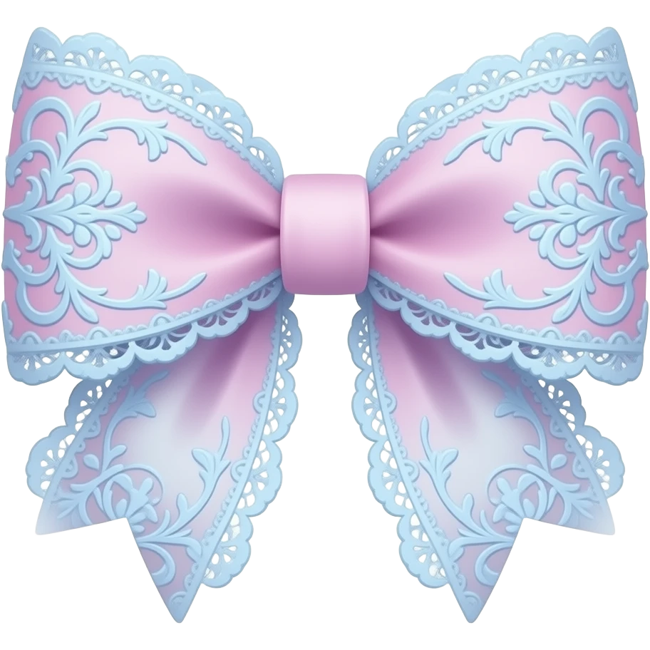 light pink ombre blue pastel with bluebell rococo style pattern on bow lace coquette bow emoji