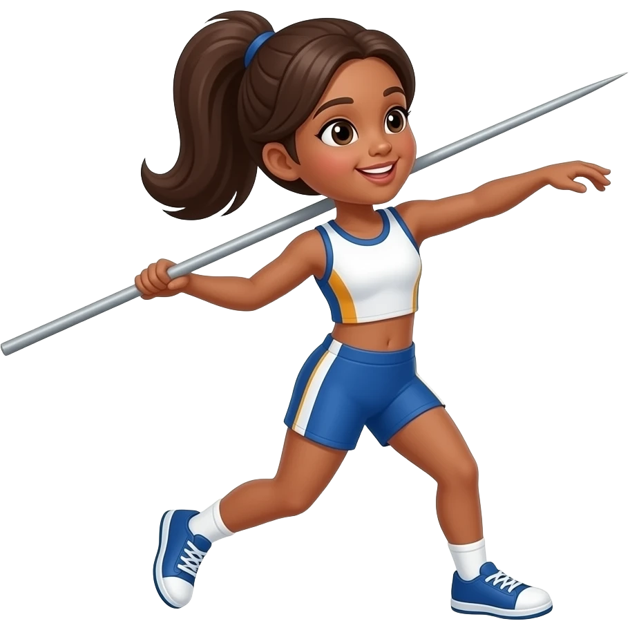 Brown girl with long hair throwing a javelin emoji