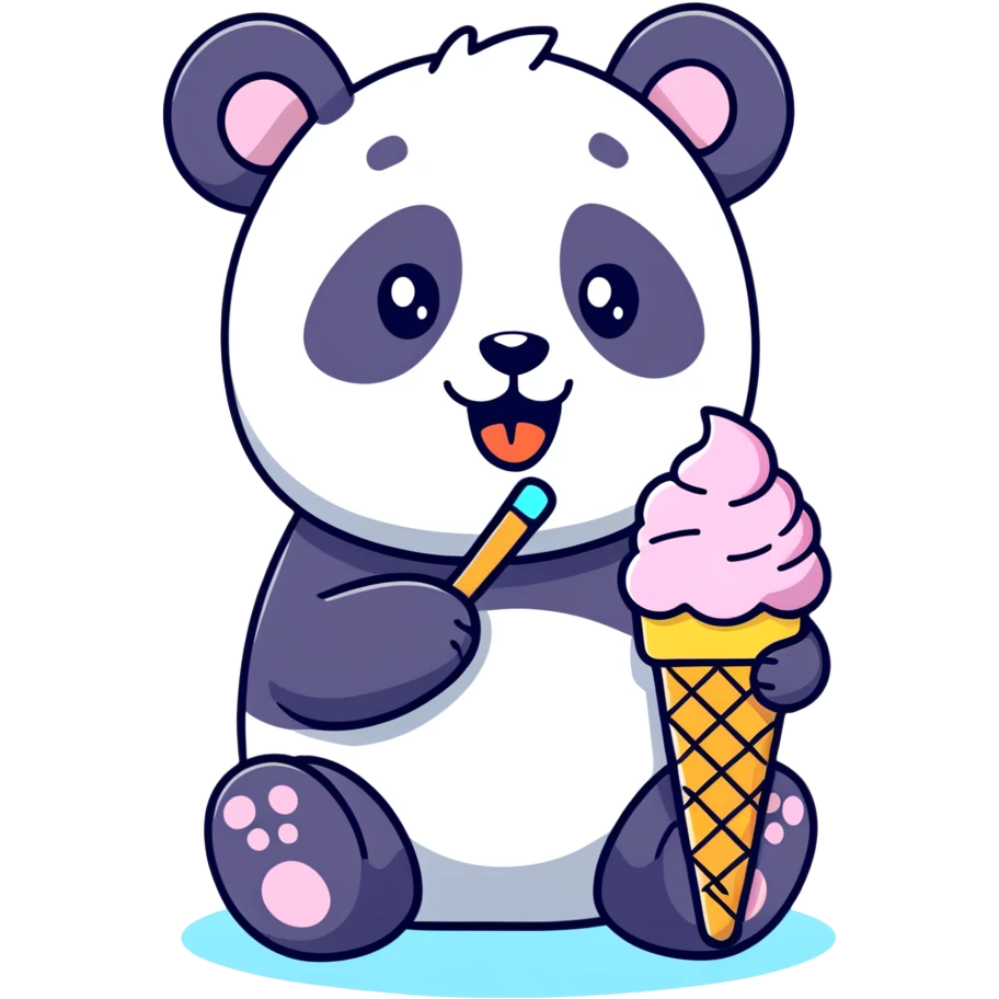 Panda eating ice cream emoji