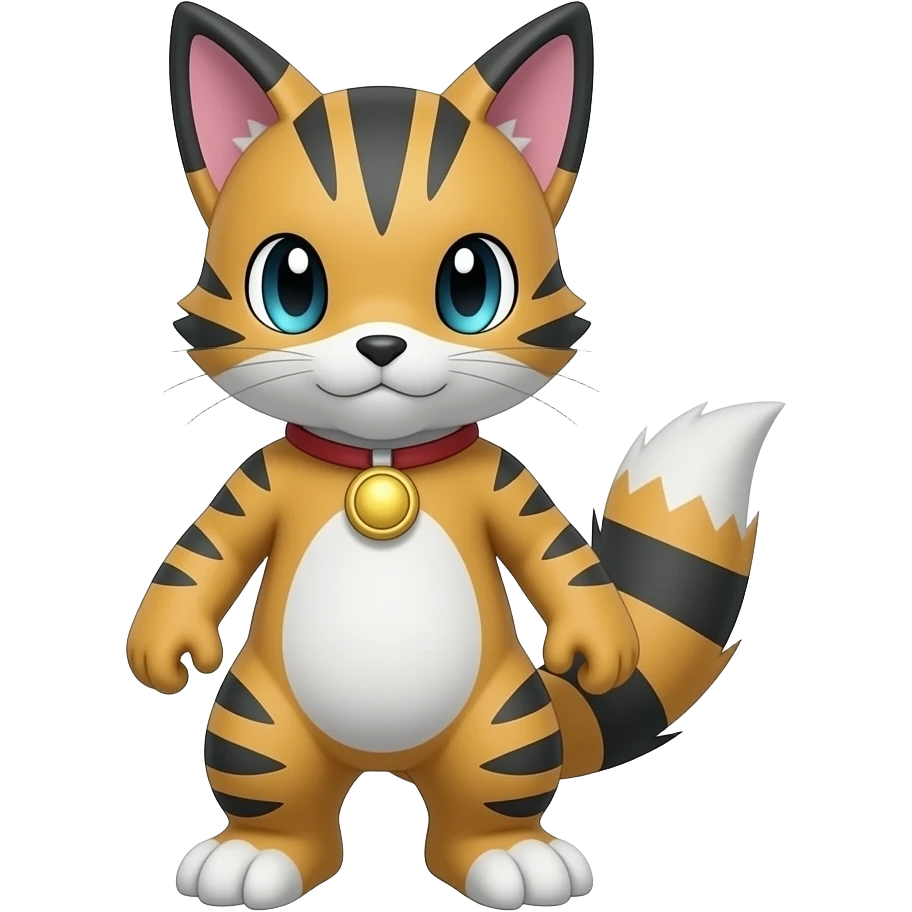 Cool edgy Torracat-Houndour-Litten-Digimon, full body emoji