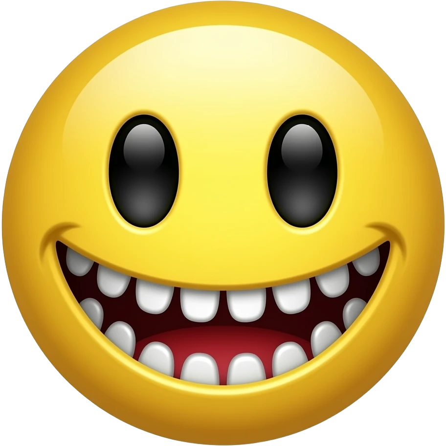 A 😀 smiley face that jumpscares the screen with a horrifying scary expression emoji