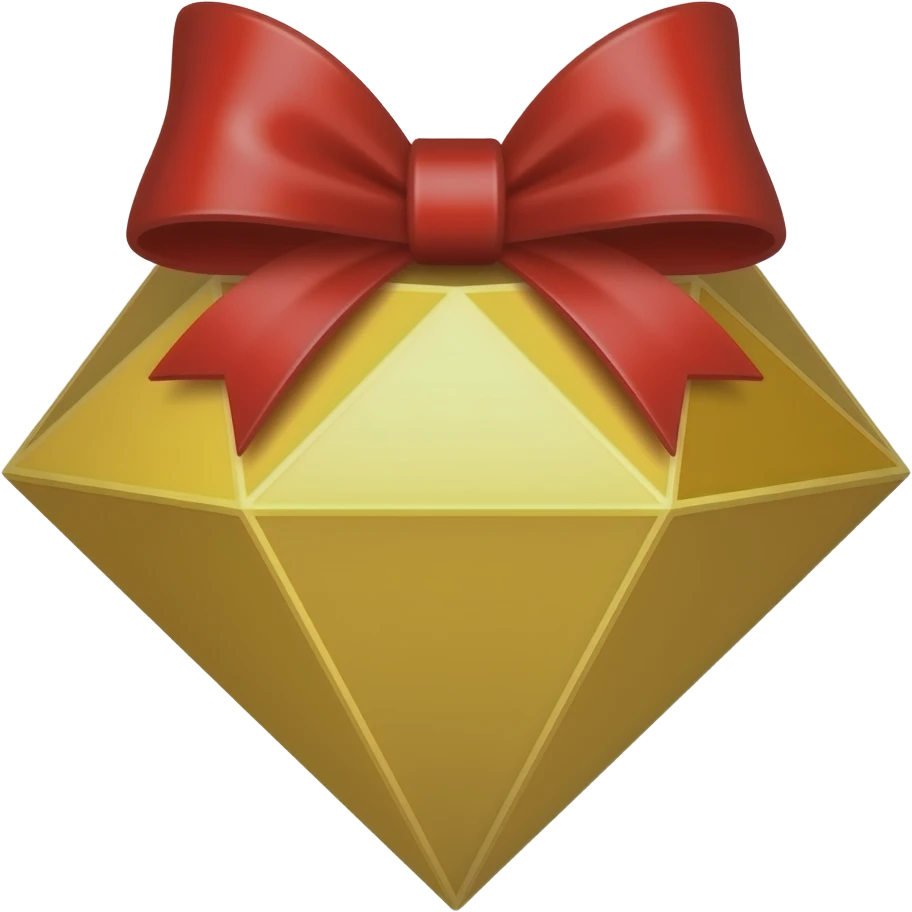 Бриллиант золотой с бант красный emoji
