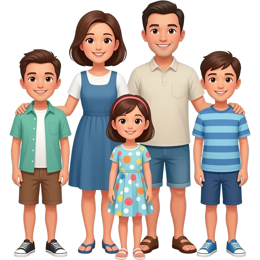 parents with three sons and one daughter seen in seas emoji