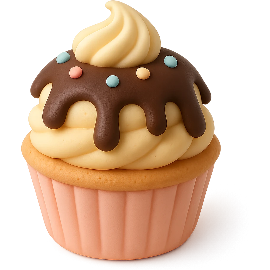 cupcake with chocolate drizzle emoji