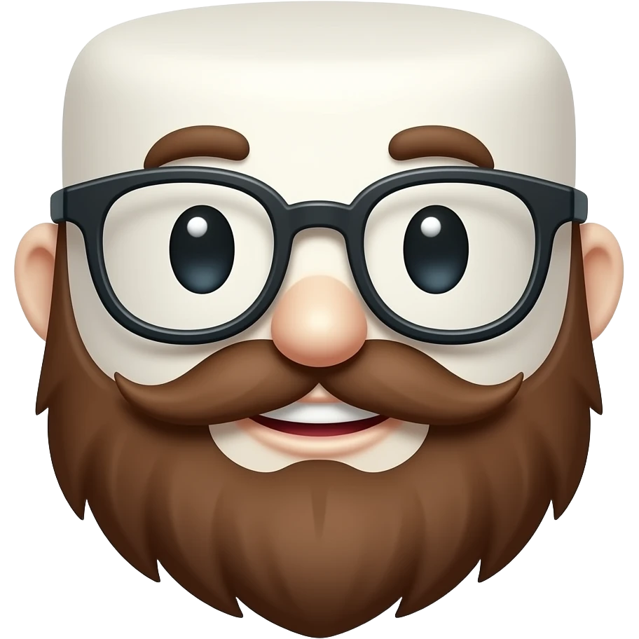 smiling marshamallow with a brown beard and glasses emoji